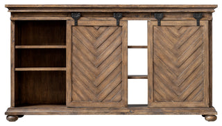 Rustic Wood Iron Sliding Barn Door Media Console Cabinet Vintage Style Farmhouse