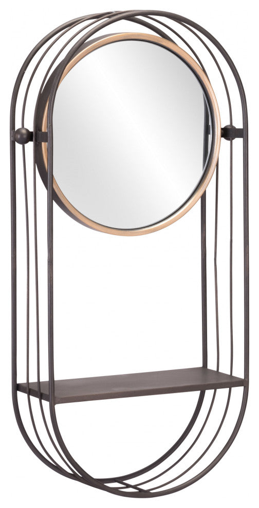 Industrial Gray Mirror Shelf