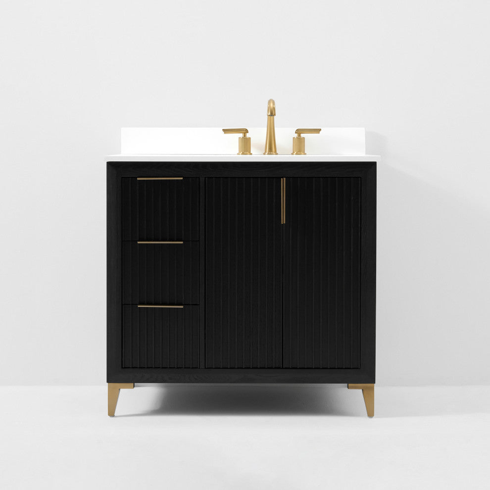 Turlington Bath Vanity Set, Black Oak, 36"