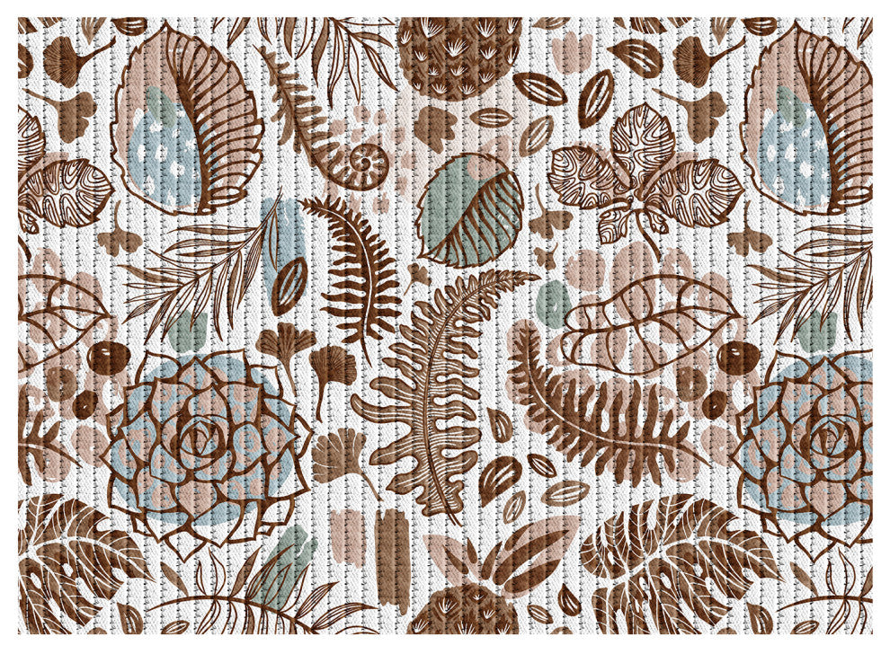 Leaf PVC Bathroom Mat, Beige, 26" x 35", Covers 6.3 sq ft
