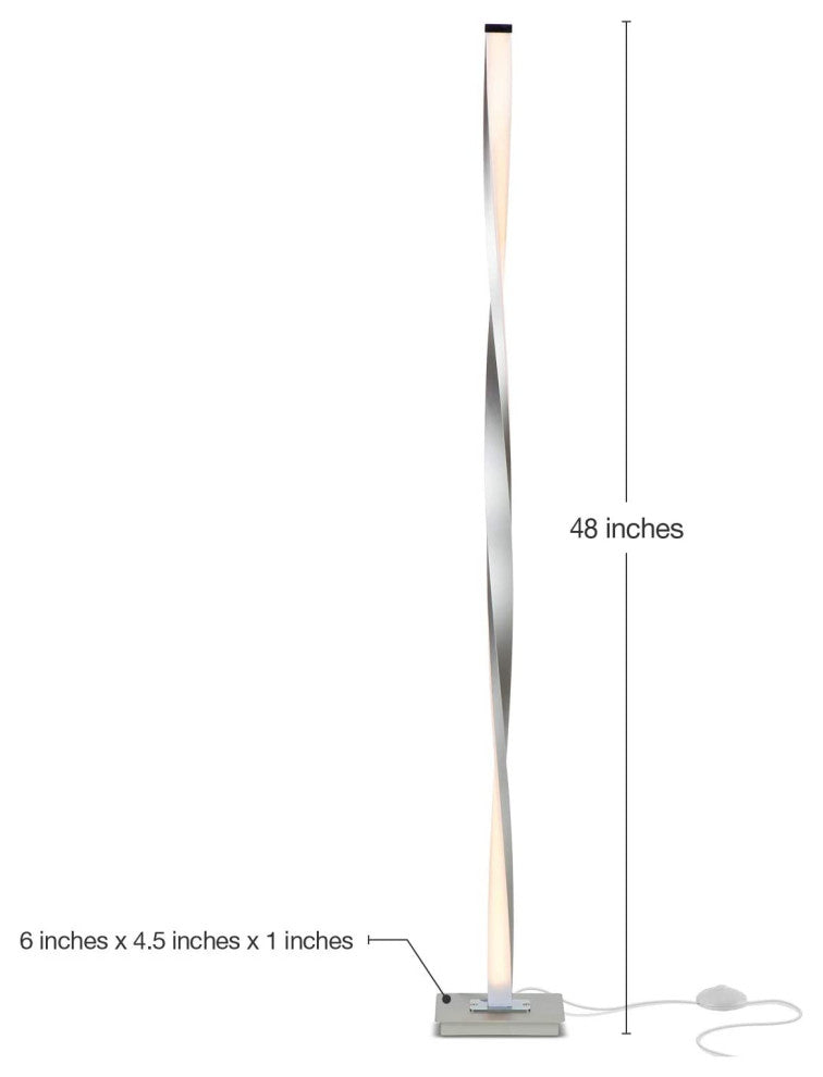 Brightech Helix - Modern LED Floor Lamp for Living Room Bright Lighting, Silver