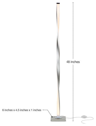Brightech Helix - Modern LED Floor Lamp for Living Room Bright Lighting, Silver