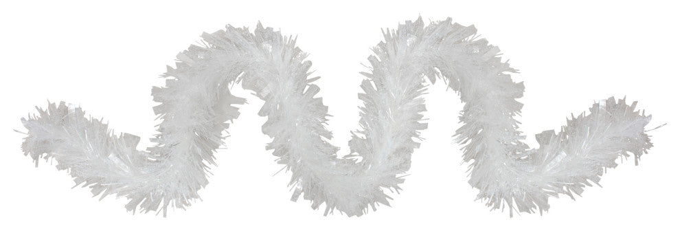 12' Soft and Silky Silver With Iridescent Spiral Christmas Tinsel Garland Unlit