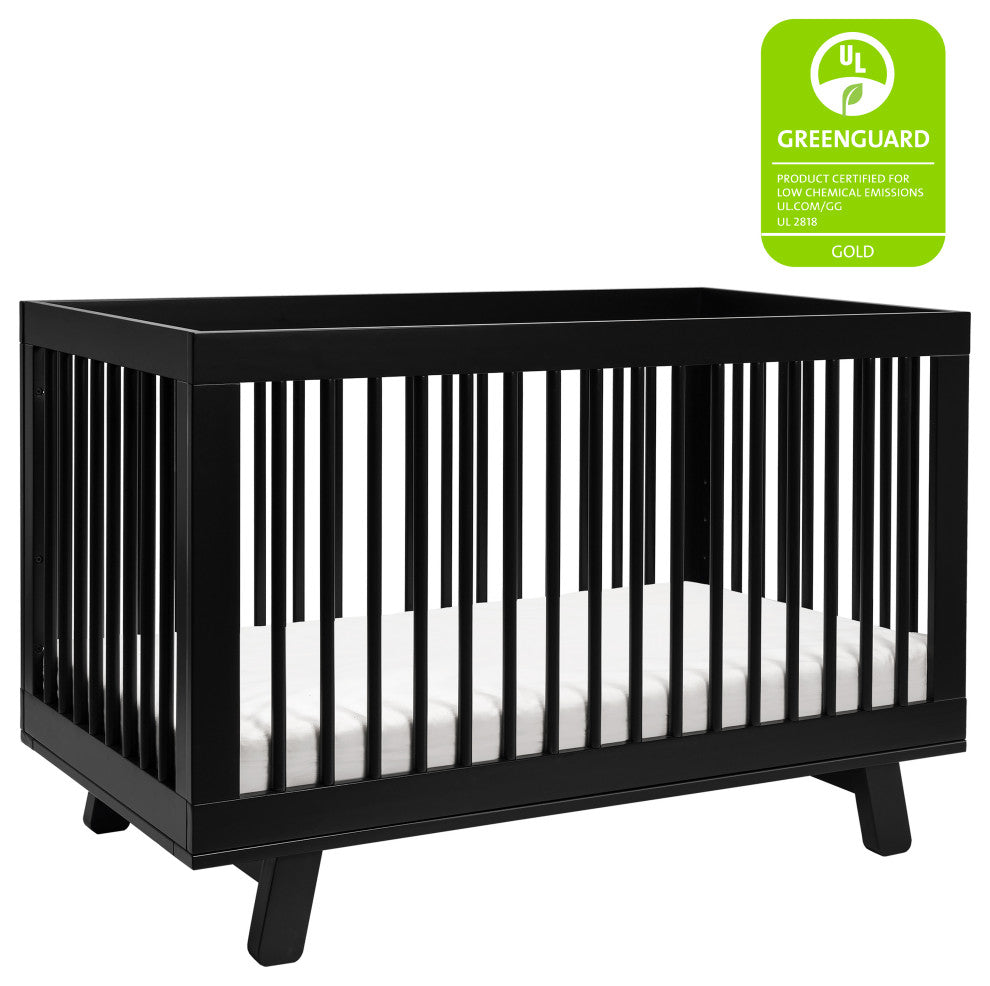 Hudson 3-in-1 Convertible Crib With Toddler Bed Conversion Kit, Black