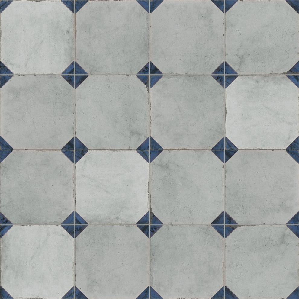 Renaissance Deco Indigo Corner Porcelain Floor and Wall Tile