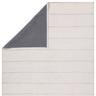 Label J Ryn SAV02 Striped Ivory and Blue Runner Rug, 2'6"x8'
