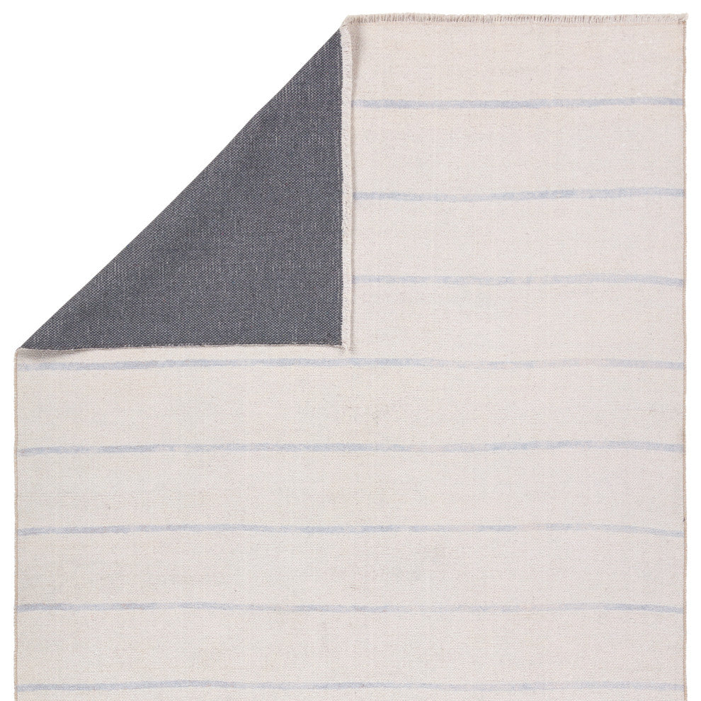 Label J Ryn SAV02 Striped Ivory and Blue Runner Rug, 2'6"x8'