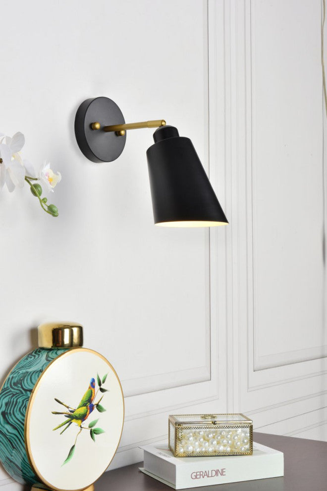 Harriet 5" Black and Brass Wall Sconce