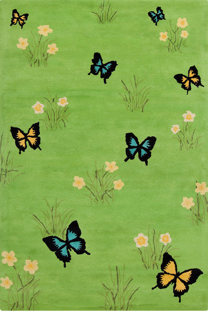Allie Butterflies Contemporary Area Rug
