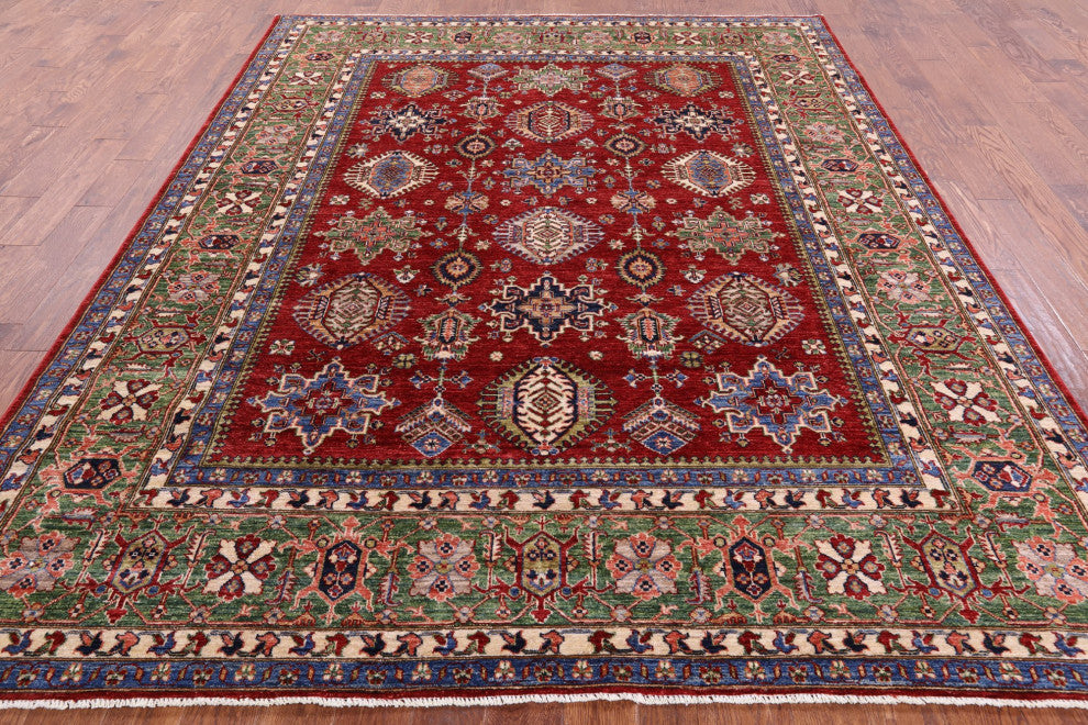 Hand Knotted Super Kazak Wool Rug 8' 2" X 10' 2" Q10536