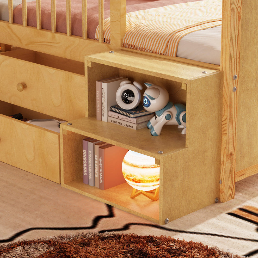 Gewnee Low Loft Bed with LED Lights