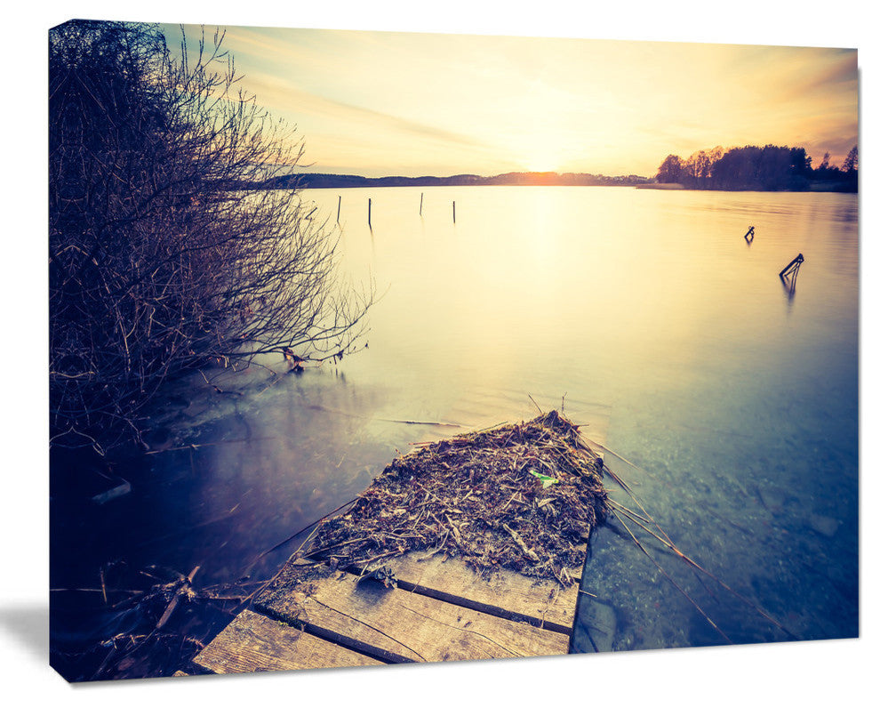 Amazing Sunset over Clam Lake, Landscape Canvas Art Print, 40"x30"