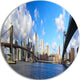 Bright Manhattan Day Panorama, Cityscape Photo Disc Metal Artwork, 23"