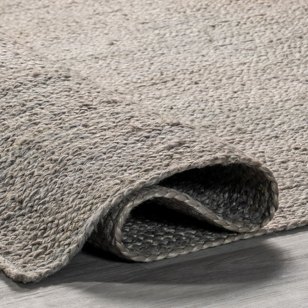 Nuloom Rigo Hand Woven Farmhouse Jute Rug, Grey 3' x 5'
