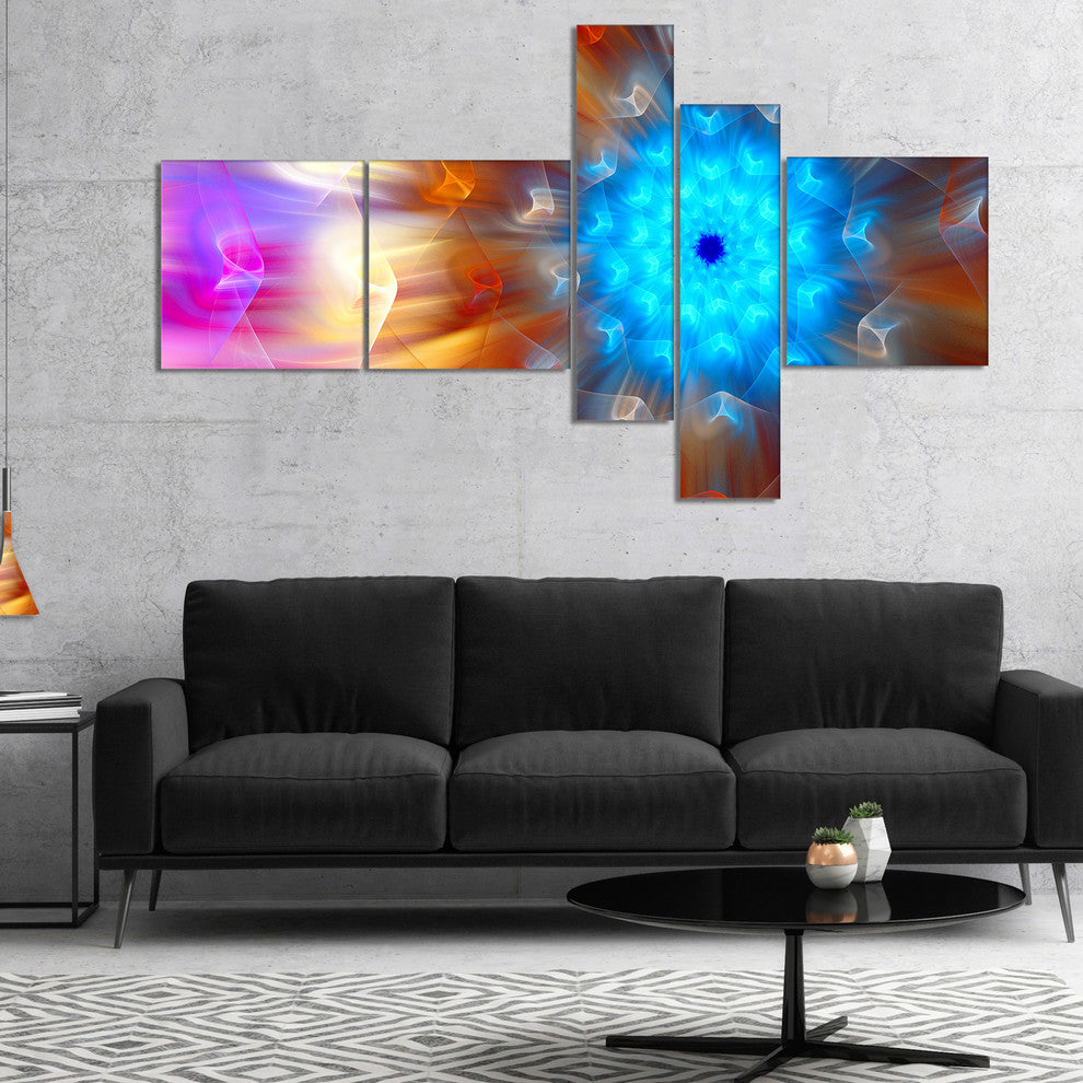 Multi Color Exotic Flower Petals, Floral Canvas Art Print, 60"x32", 5 panels
