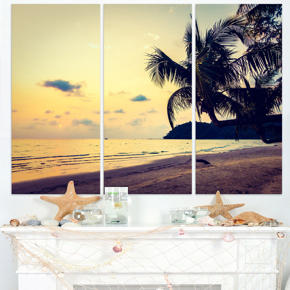 "Silhouette Coconut Tree" Canvas Wall Art, 3 Panels, 36"x28"