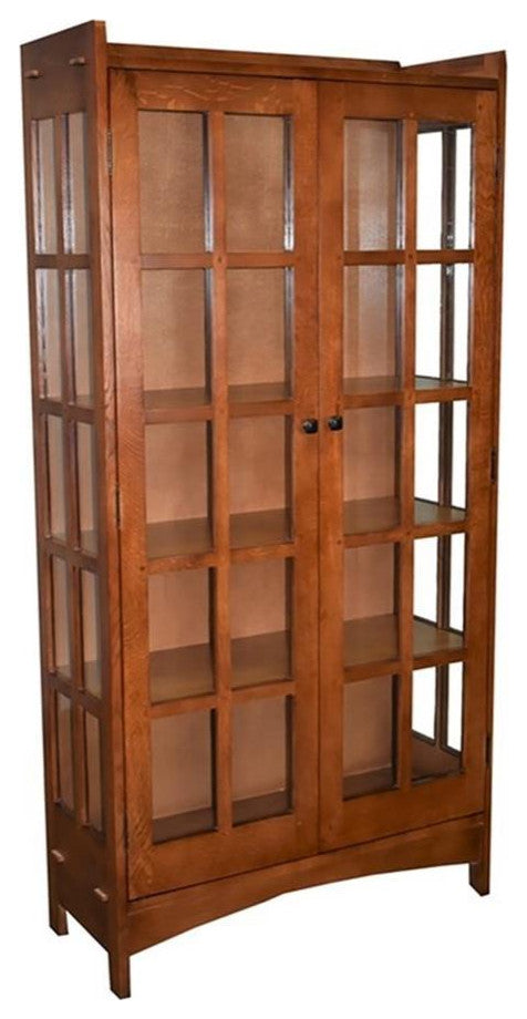 Crafters and Weavers Arts and Crafts 39" Solid Wood China Cabinet in Cherry