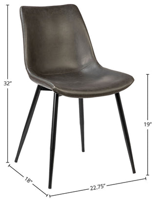 Remington PU Leather Upholstered Dining Chair, Dark Grey