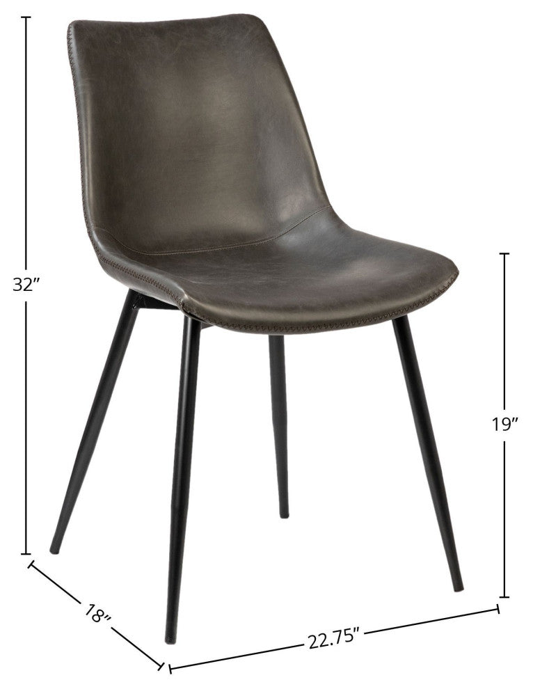 Remington PU Leather Upholstered Dining Chair, Dark Grey