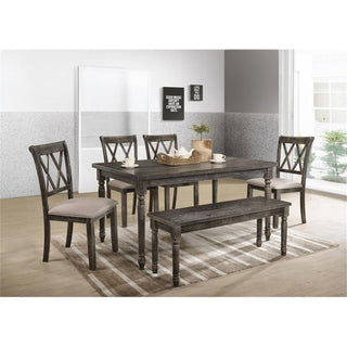 ACME Claudia II Rectangular Wood Turned Legs Dining Table in Weathered Gray