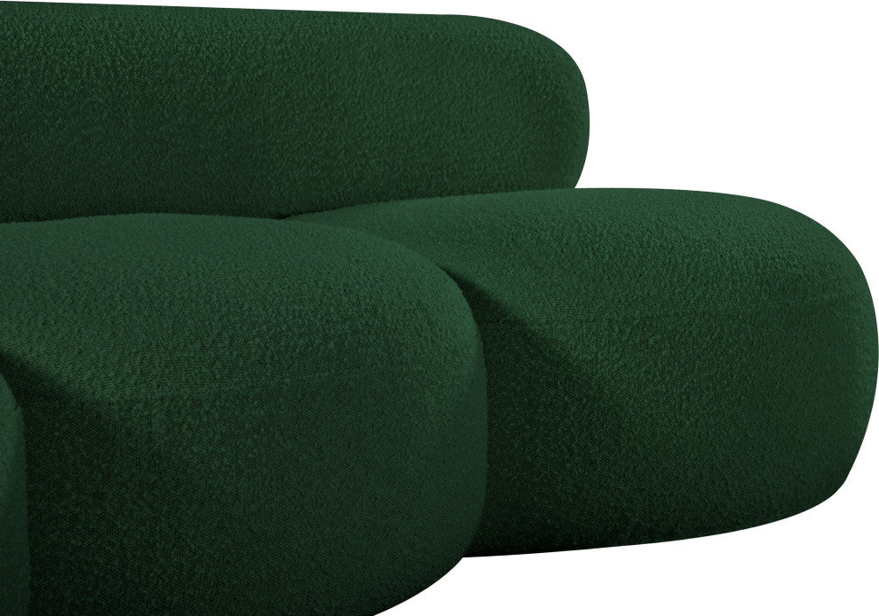 Venti Black Boucle Fabric Upholstered Set, Green, Sofa