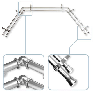 Bay Window Double Curtain Rod, Satin Nickel