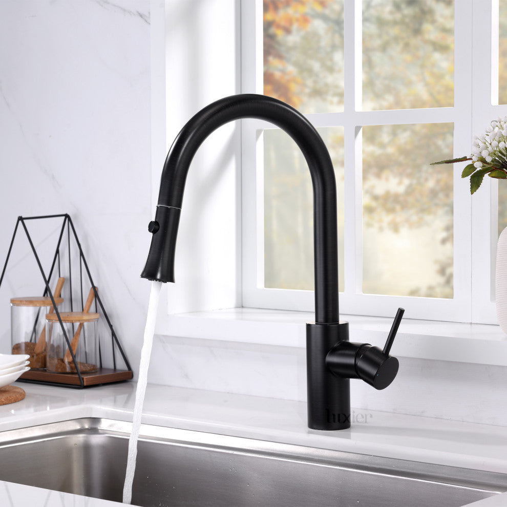 Luxier KTS11-T Single-Handle Pull-Down Sprayer Kitchen Faucet, Oil Rubbed Bronze