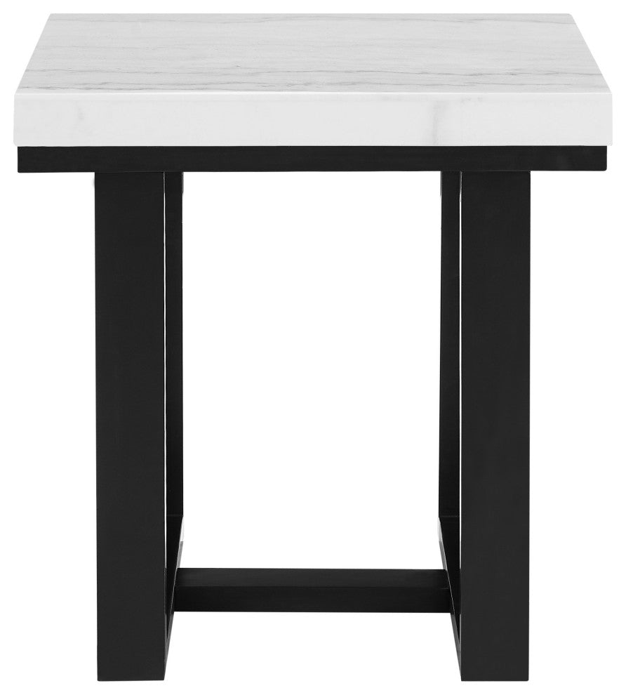 Lucca White Marble Top End Table