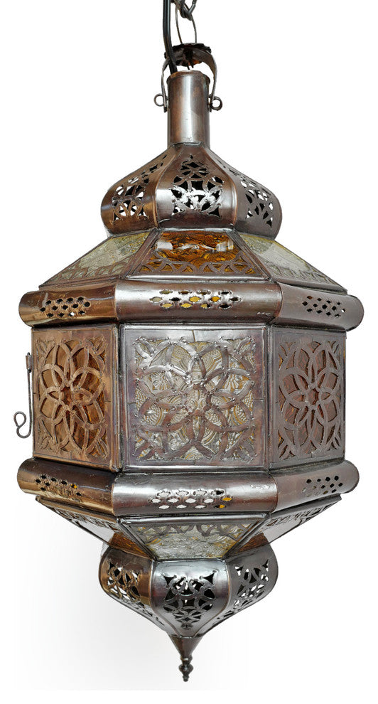 Moroccan Amber and Clear Tin Lantern