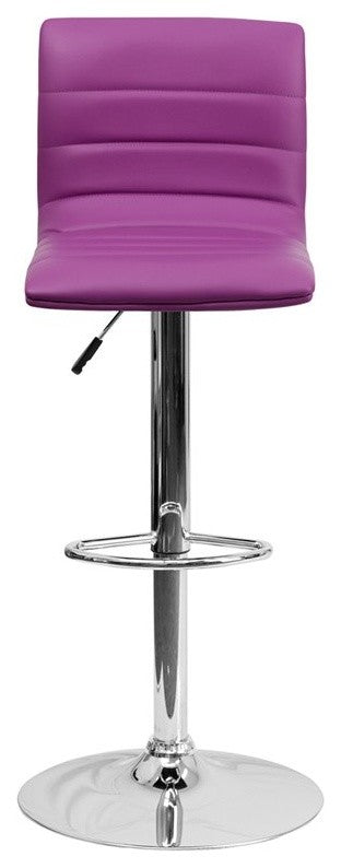 Estella Lois Mid-Back Purple Vinyl Swivel Adjustable Barstool