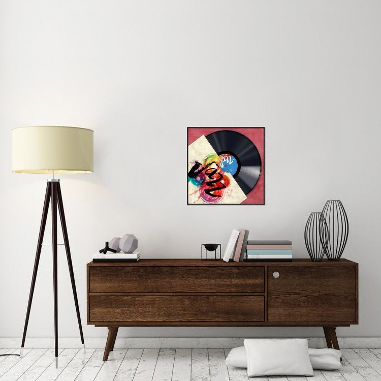"Vinyl Club, Jazz" Framed Canvas Giclee by Steven Hill, 25x25"