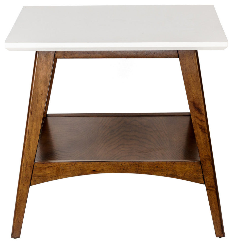 Madison Park Parker Mid-Century Modern Natural Wood End Table, Pecan