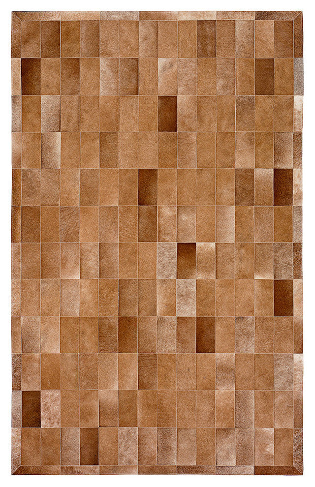Cowhide Patchwork Rug, Daedalus, Shiitake, 5'x8'