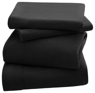 Peak Performance Knitted Micro Fleece Solid Sheet Set, Black, Twin