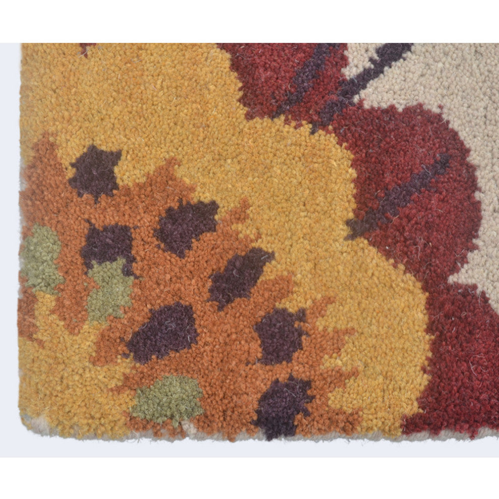 HAND TUFTED WOOL ECO-FRIENDLY AREA RUGS- Runner,Cream,Floral