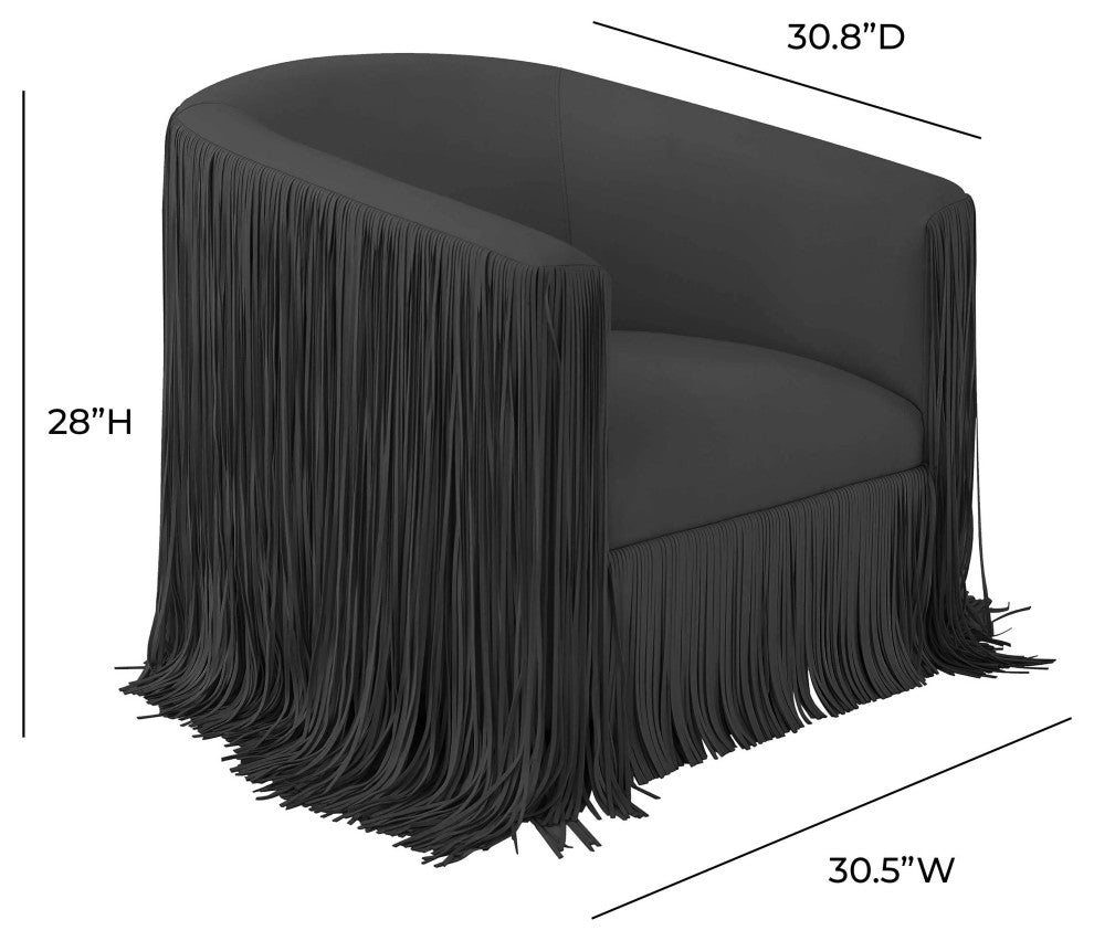 Shag Me Black Vegan Leather Swivel Chair