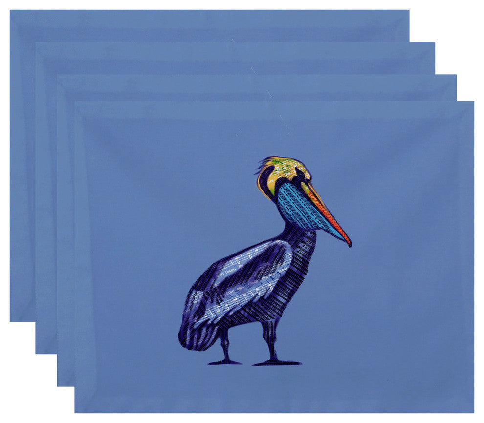 18"x14" Sea Music, Animal Print Placemat, Set of 4, Blue