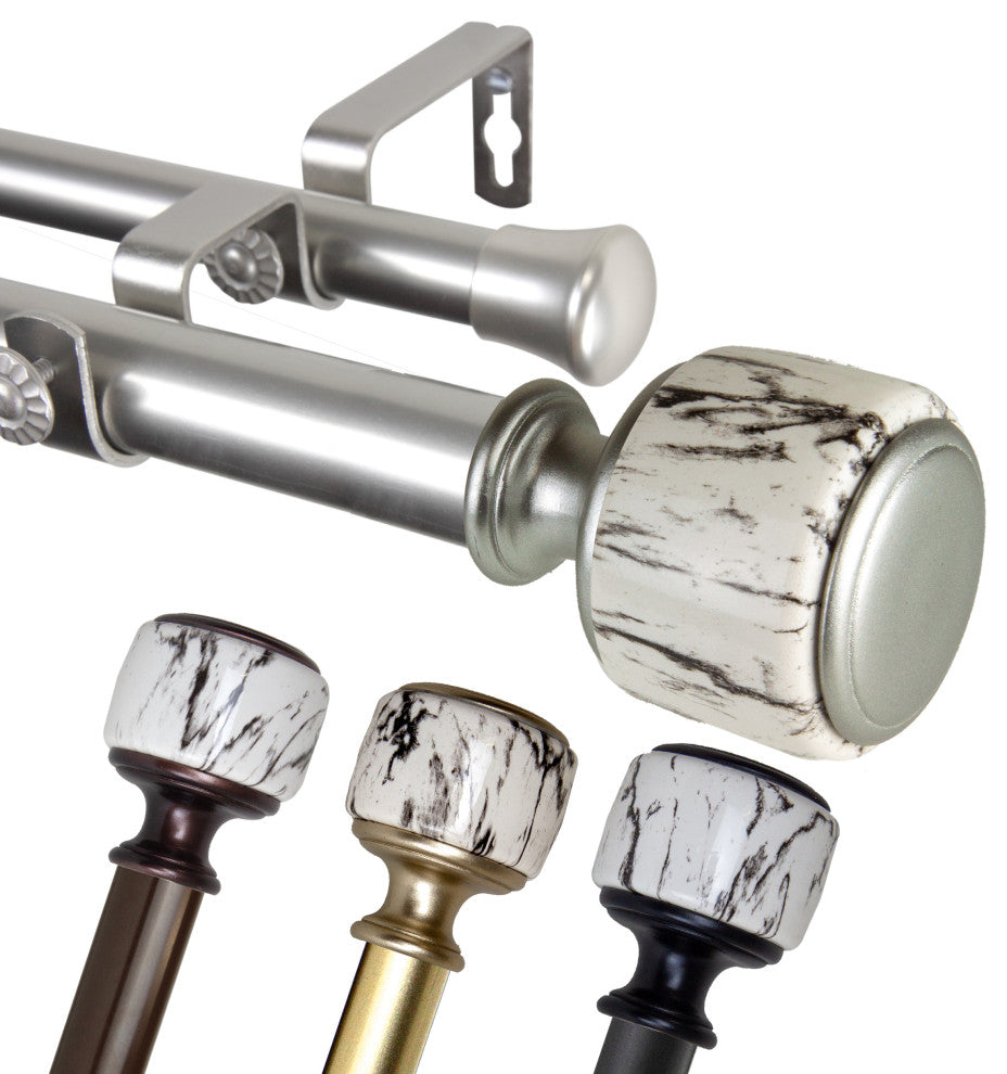 Kaylee 1" Diameter Double Curtain Rod, Black, 28-48"