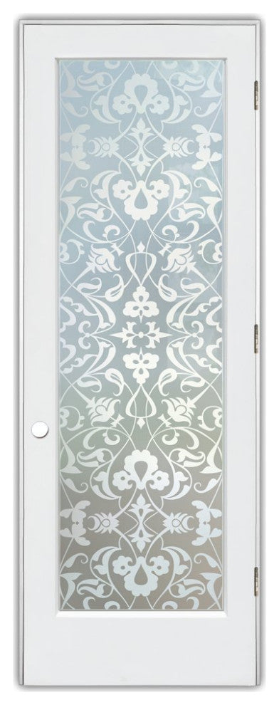 Interior Prehung Door or Interior Slab Door - Floweret - Primed - 24" x 96"...