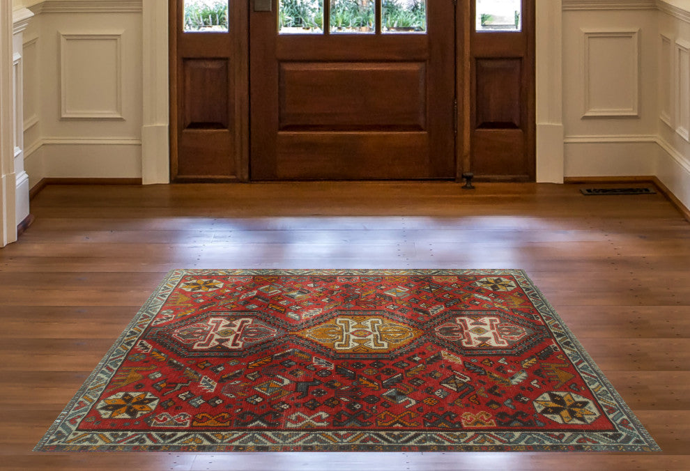 Fine Vintage Distressed Ellis Red Rug