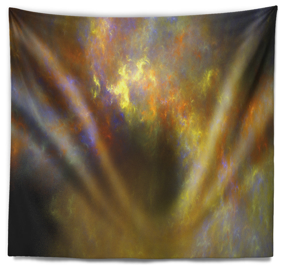 Blur Yellow Sky with Stars Abstract Wall Tapestry, 92"x78"