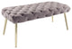 48" Lilac And Gold Upholstered Velvet Bench
