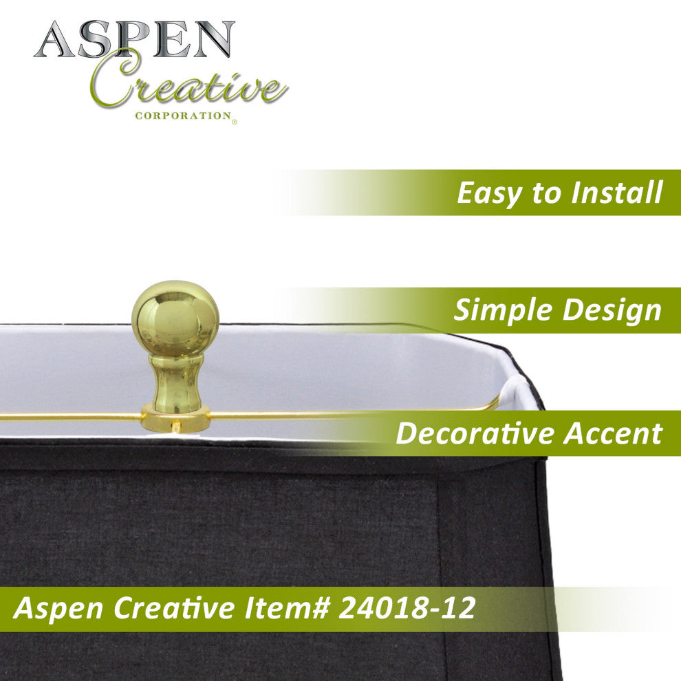 24018-12, Set of 2 Steel Lamp Finial, Brass Plated Finish, 1 1/2" Tall