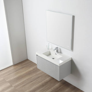 Floating Bathroom Vanity with Sink, Wall Mounted Vanity, Grey, 36" W/ Sink