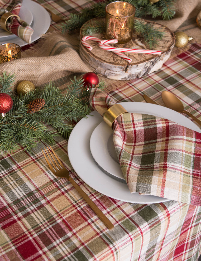 DII Give Thanks Plaid Tablecloth 70 Round