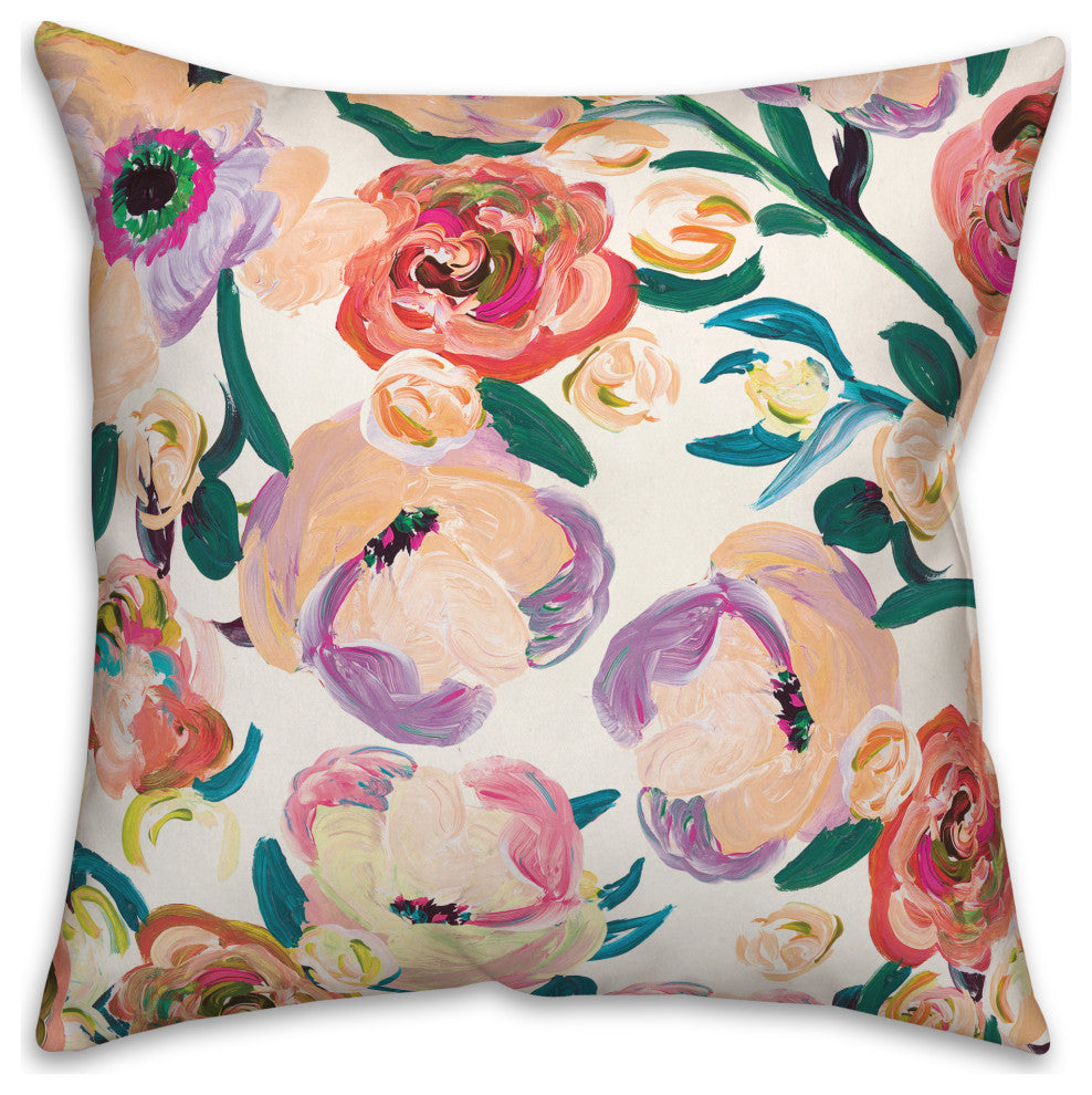 Painted Florals 2 16x16 Indoor / Outdoor Pillow