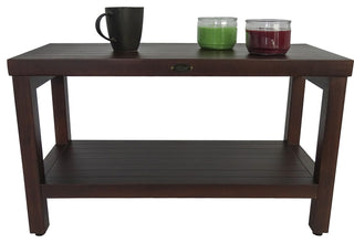 Rectangular Teak Shower Stool Or Bench With Shelf In Brown Finish
