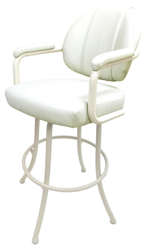Swivel Counter Metal Pub Set - M-70 Stools 26" or 30", White Vinyl - White, 30", Crackle Glass