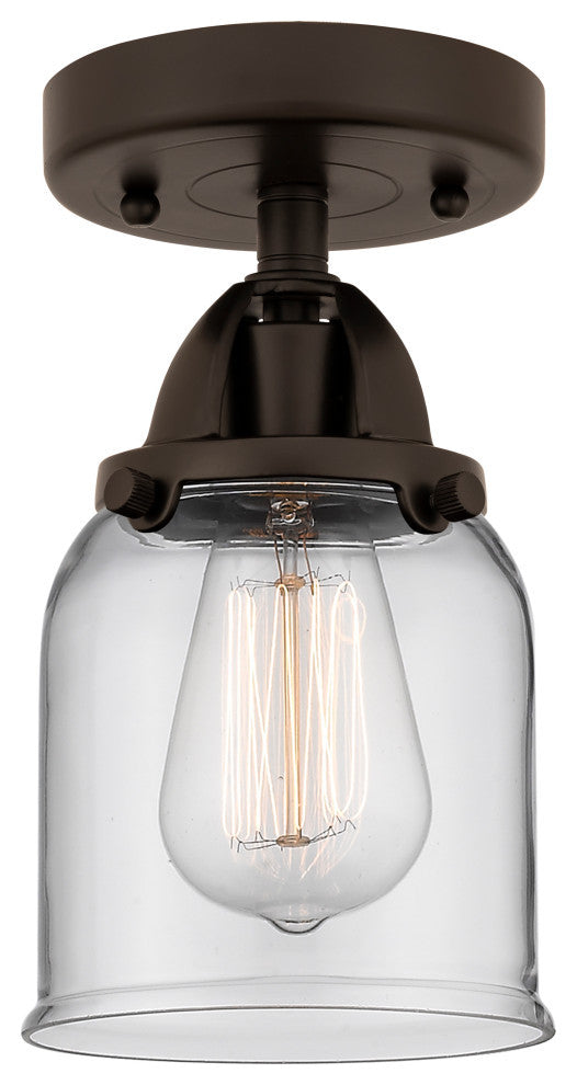 Small Bell Semi-Flush Mount, Oil Rubbed Bronze, Clear, Clear