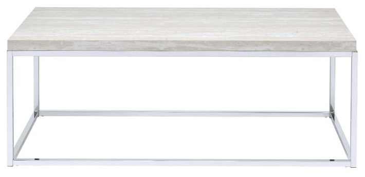 Snyder Coffee Table, Engineered Stone Top & Chrome Finish